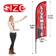 8Ft Live Music Feather Flag with Pole & Stake