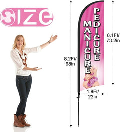 8Ft Manicure Pedicure Feather Flag Set for Manicure Pedicure Business - FSFlag