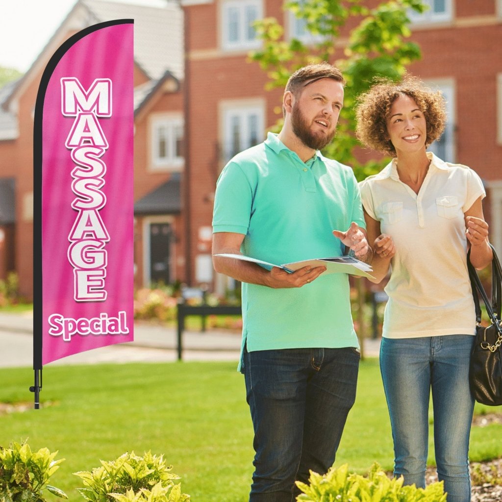 8Ft Massage Special Feather Flag with Pole & Stake