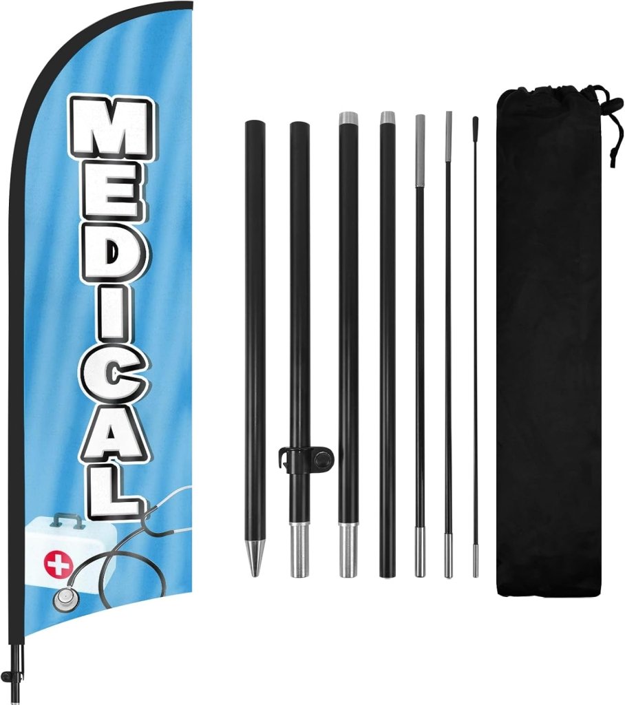 8ft Medical Feather Flag Pole Kit