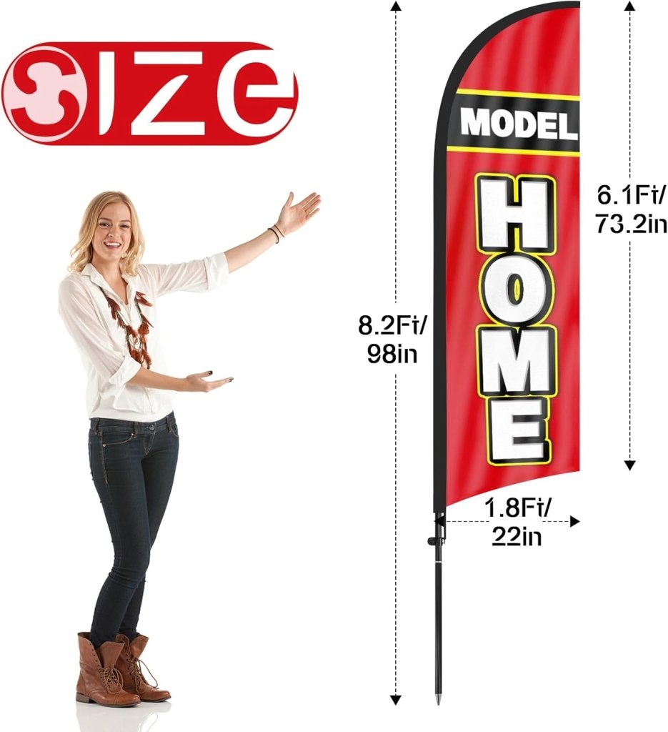 8FT Model Home Feather Flag With Flag Pole and Ground Stake