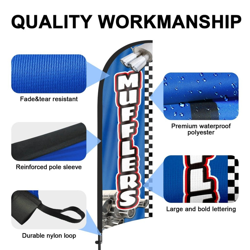 8ft Mufflers Feather Flag Pole Kit