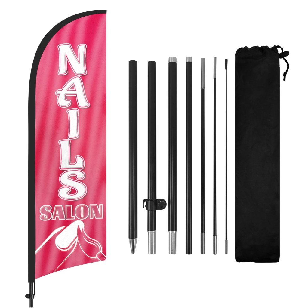 8FT Nails Salon Feather Flag Set for Nails Salon Business