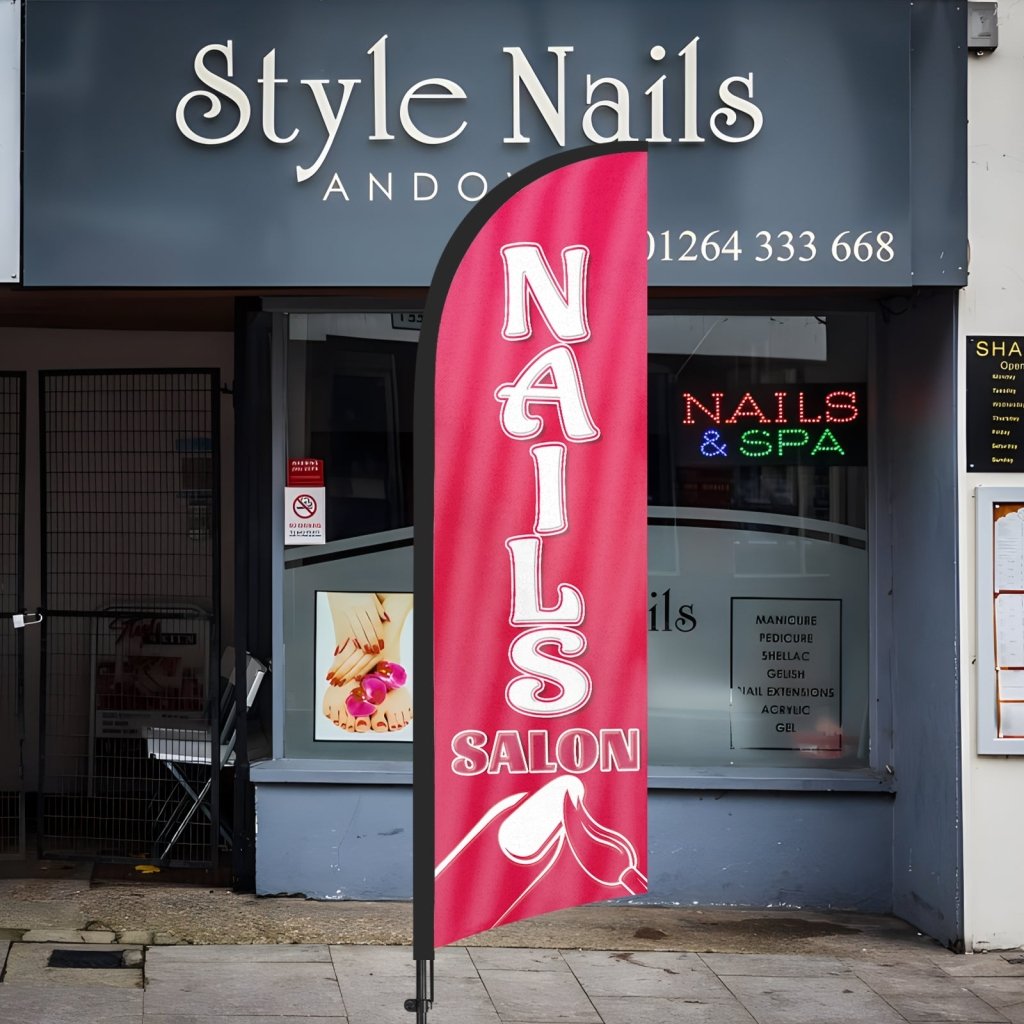 8FT Nails Salon Feather Flag Set for Nails Salon Business