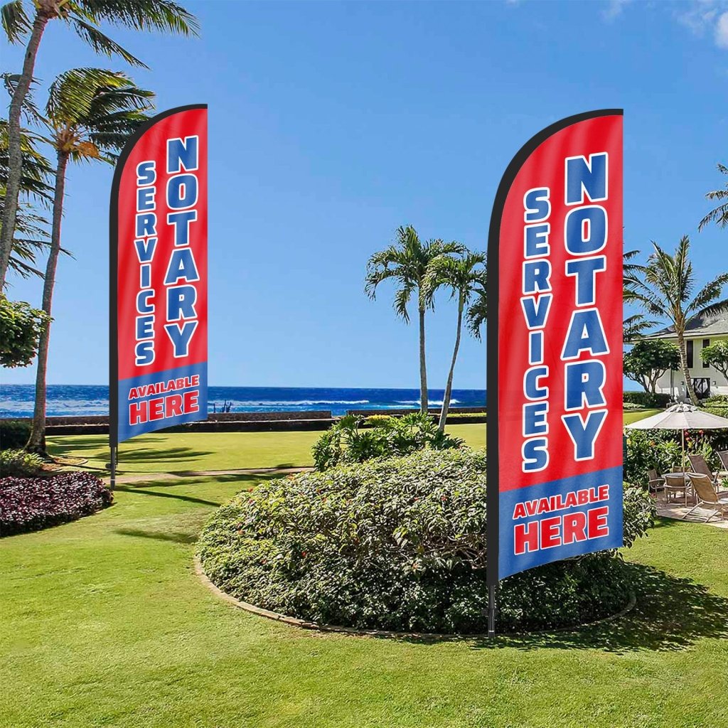 8Ft Notary Services Available Here Feather Flag with Pole & Stake