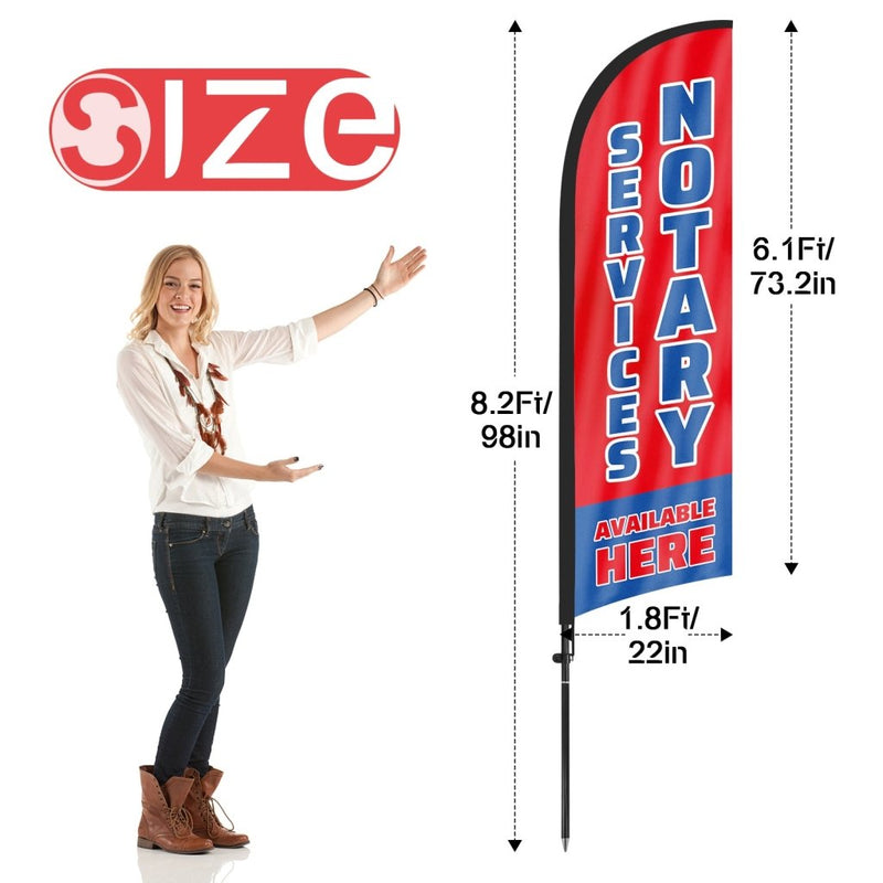8Ft Notary Services Available Here Feather Flag with Pole & Stake