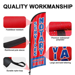 8Ft Notary Services Available Here Feather Flag with Pole & Stake