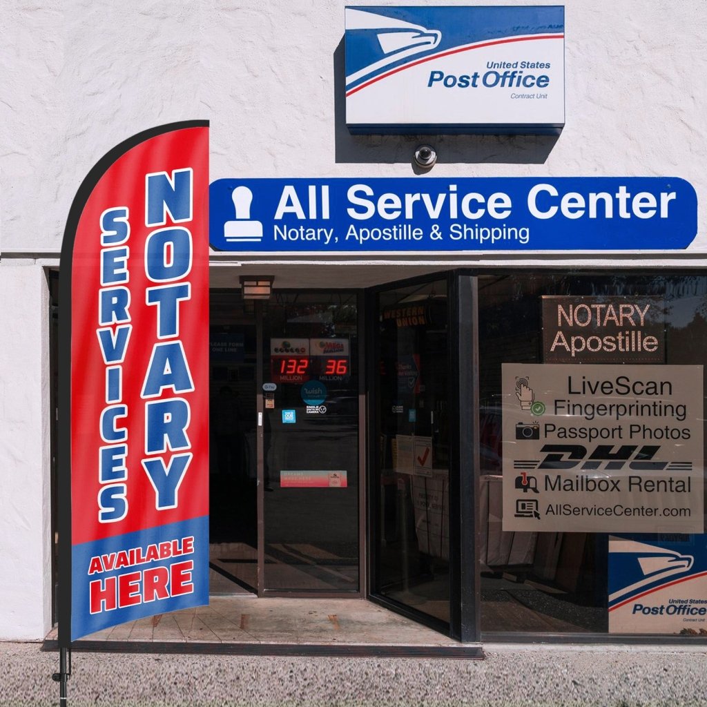 8Ft Notary Services Available Here Feather Flag with Pole & Stake