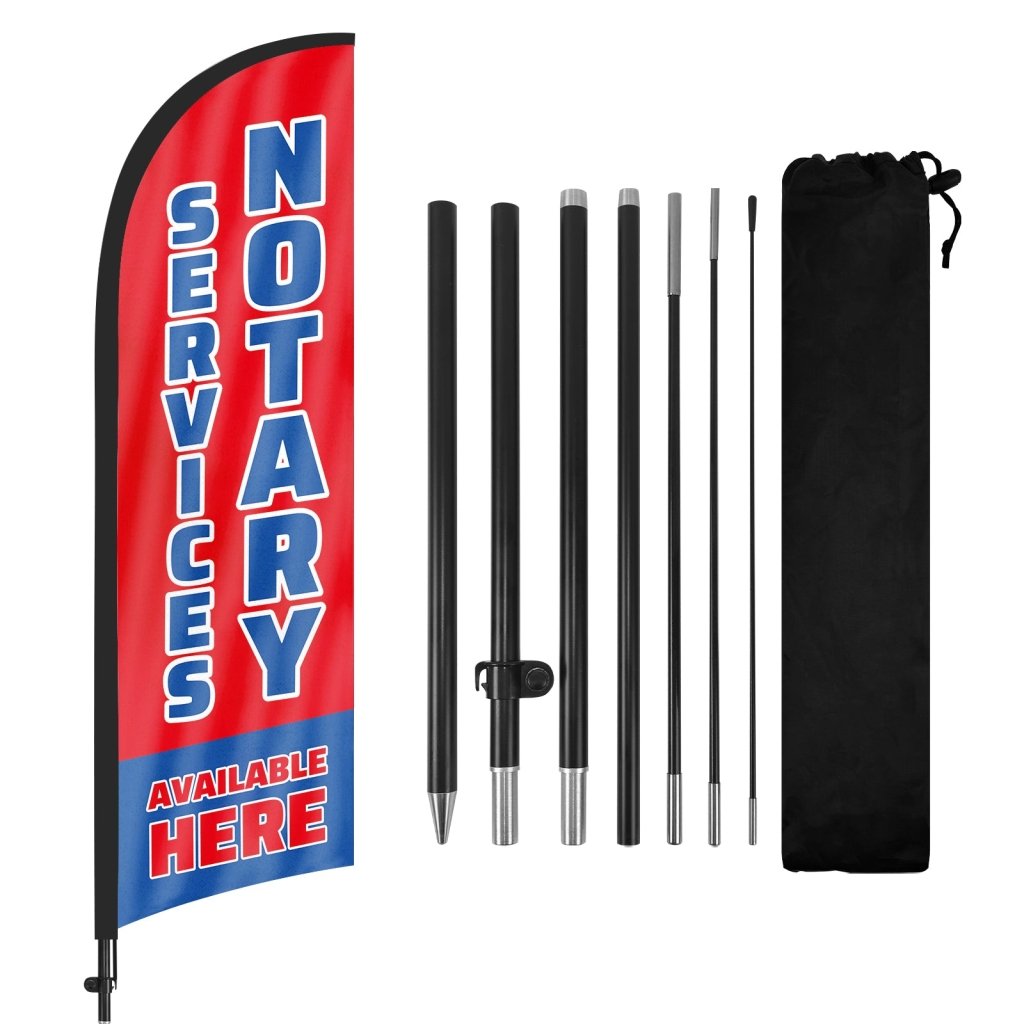 8Ft Notary Services Available Here Feather Flag with Pole & Stake