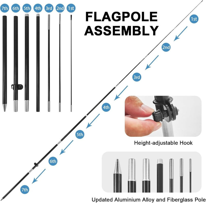 8ft Now Hiring Blue Feather Flag Pole Kit