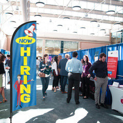 8ft Now Hiring Blue Feather Flag Pole Kit