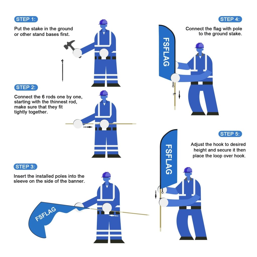 8ft Now Hiring Feather Flag Pole Kit