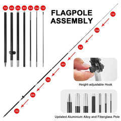 8ft Now Hiring Red 01 Feather Flag Pole Kit