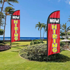 8ft Now Hiring Red 01 Feather Flag Pole Kit