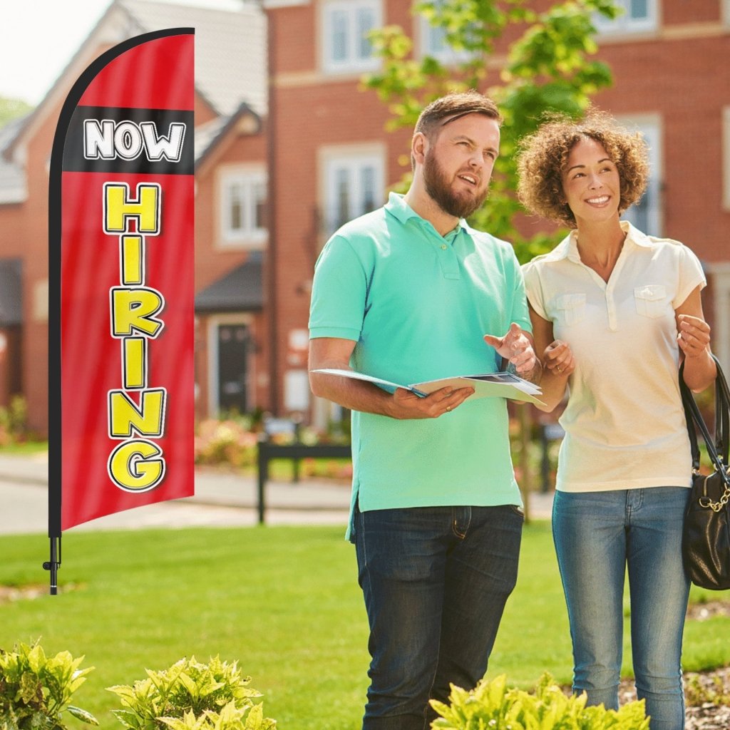 8ft Now Hiring Red 01 Feather Flag Pole Kit