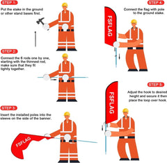 8FT Now Open Advertising Feather Banner Sign for Business 2Pack(Red)