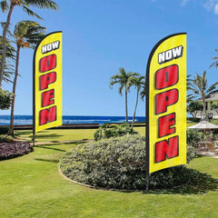 8FT Now Open Advertising Feather Banner Sign for Business 2Pack(Yellow)