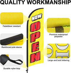 8FT Now Open Advertising Feather Banner Sign for Business 2Pack(Yellow)