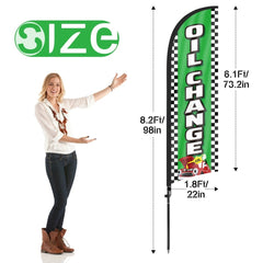 8ft Oil Change Feather Flag for Auto Detail Business