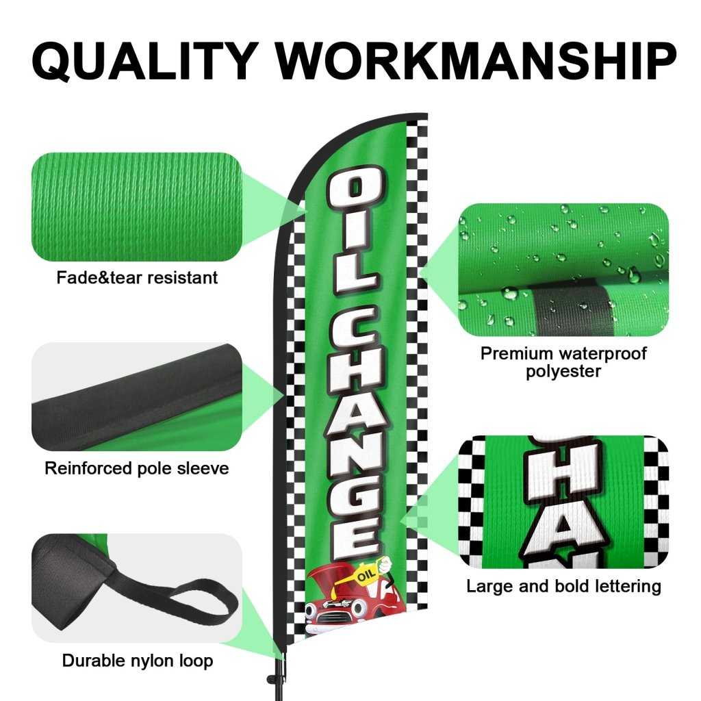 8ft Oil Change Feather Flag for Auto Detail Business