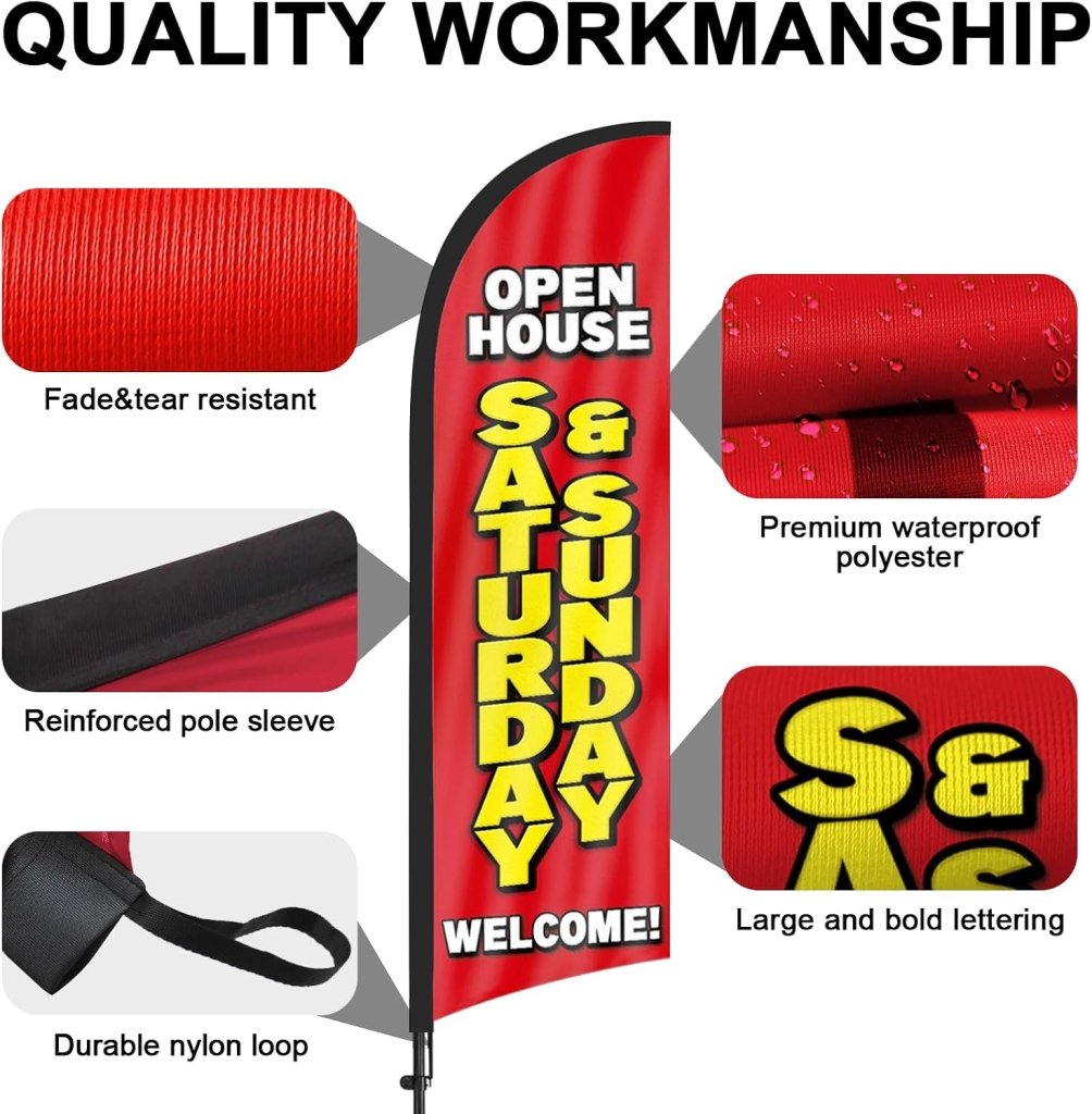 8Ft Open House Saturday&Sunday Swooper Flag Feather Flag Pole Kit