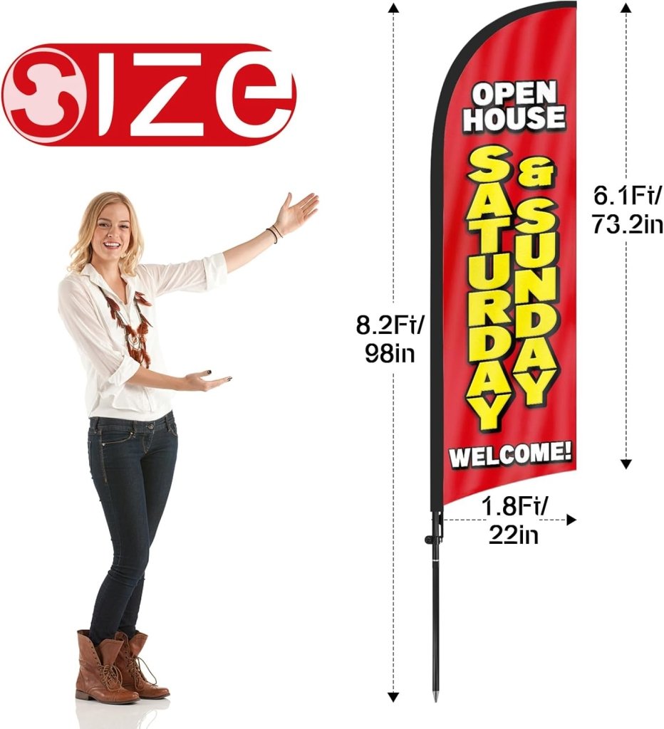 8Ft Open House Saturday&Sunday Swooper Flag Feather Flag Pole Kit