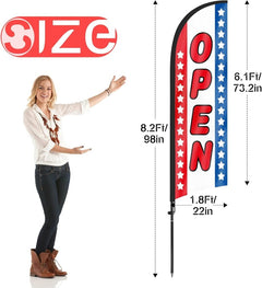8FT Open Signs Swooper Flag for Outside Businesses 2Pack