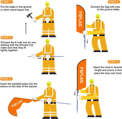 8Ft Orange Open Saturday Feather Flag with Pole & Stake