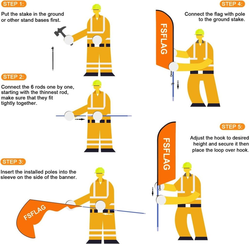 8Ft Orange Open Saturday Feather Flag with Pole & Stake