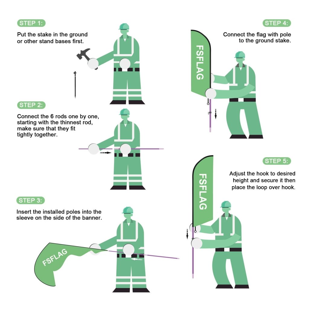 8ft Pet Daycare Boarding Feather Flag Pole Kit