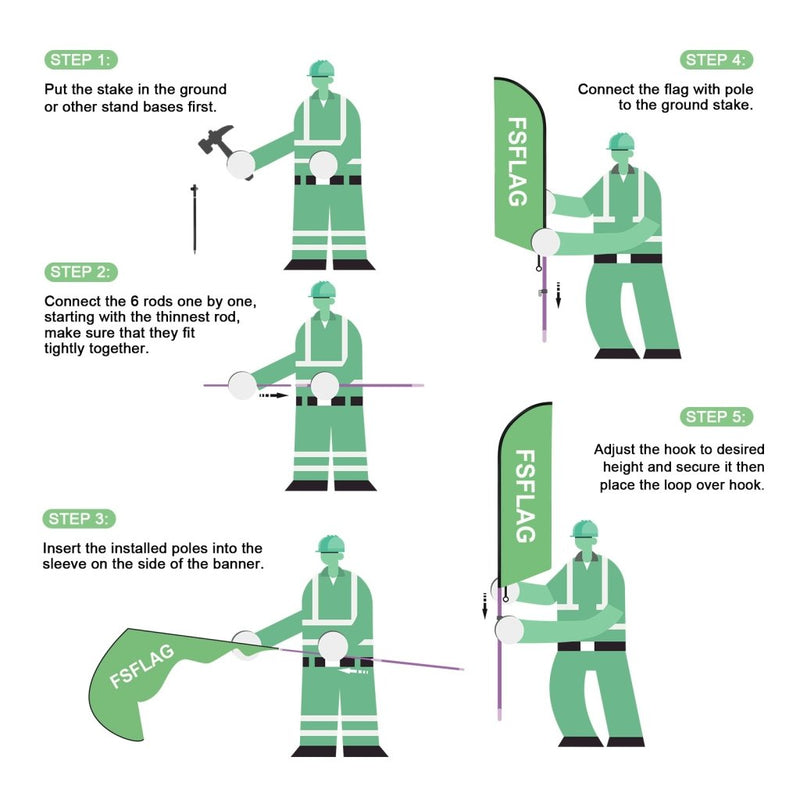 8ft Pet Daycare Boarding Feather Flag Pole Kit