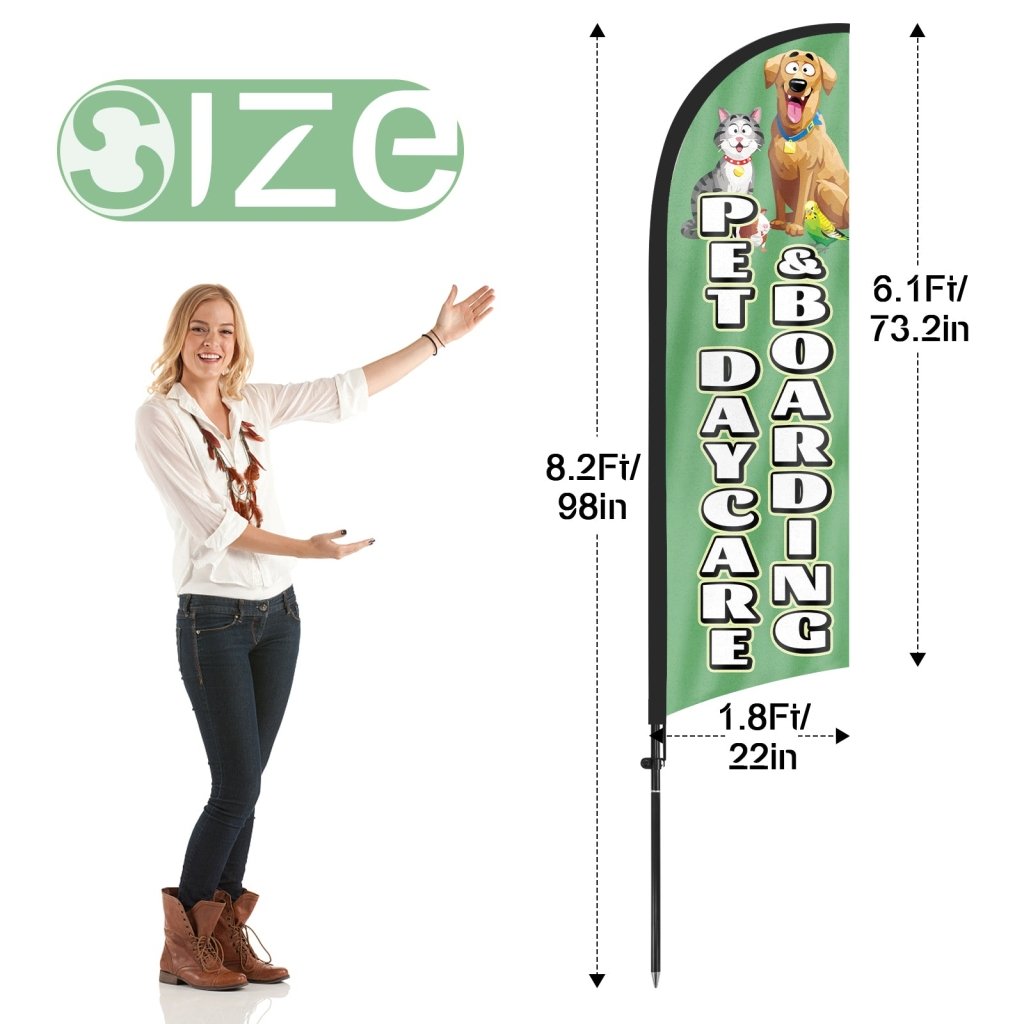 8ft Pet Daycare Boarding Feather Flag Pole Kit