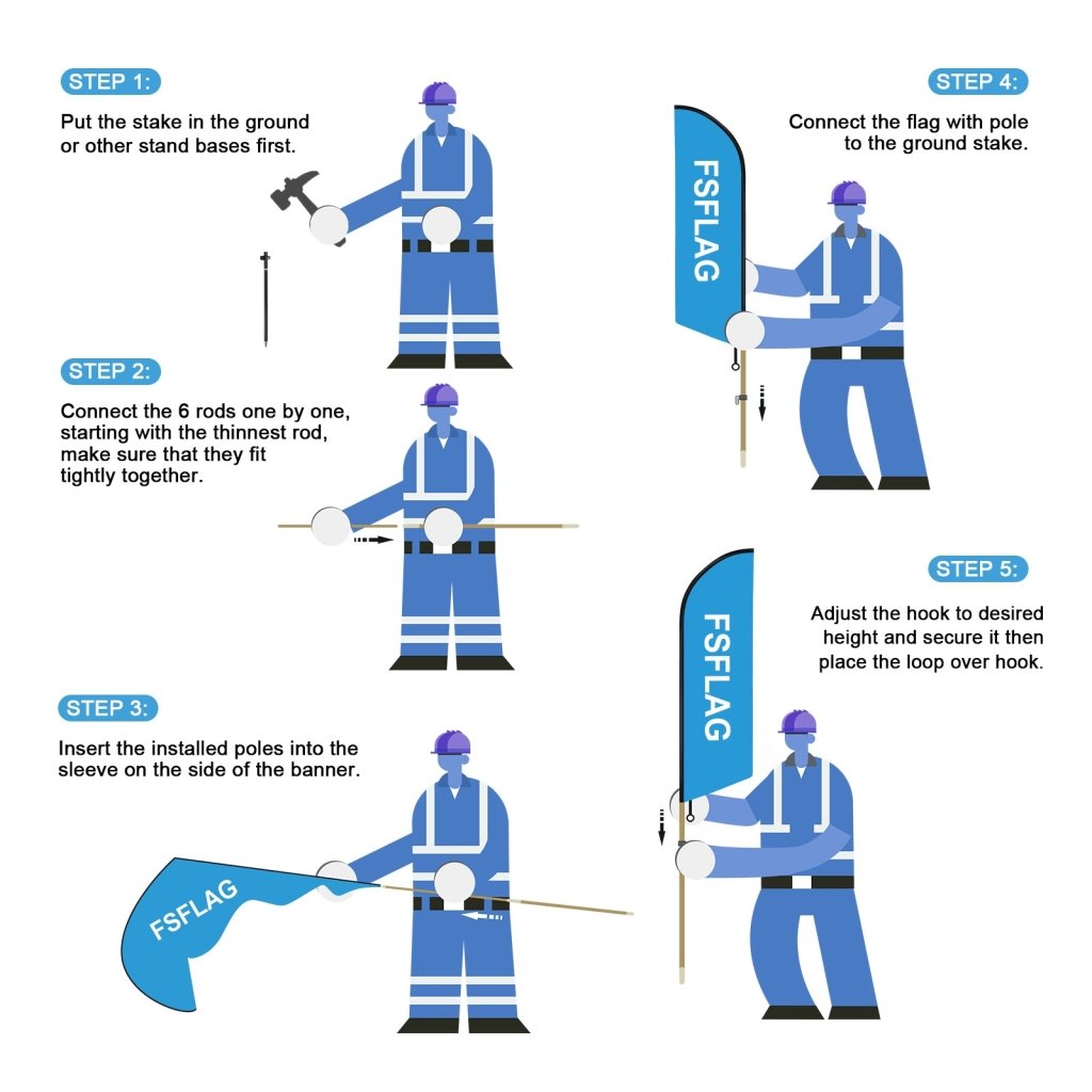 8ft Pet Grooming Feather Flag Pole Kit for Pet Grooming Business