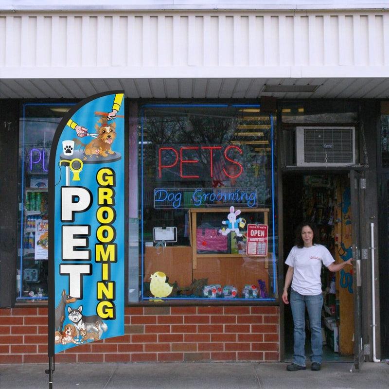 8ft Pet Grooming Feather Flag Pole Kit for Pet Grooming Business