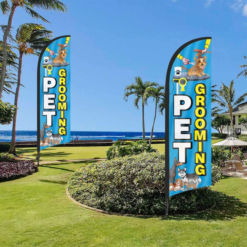 8ft Pet Grooming Feather Flag Pole Kit for Pet Grooming Business