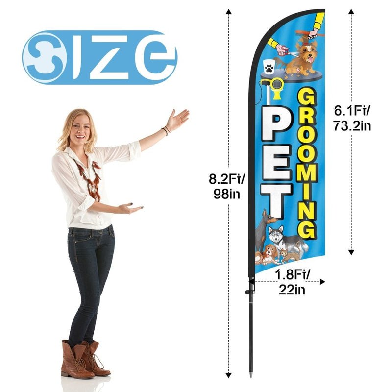 8ft Pet Grooming Feather Flag Pole Kit for Pet Grooming Business