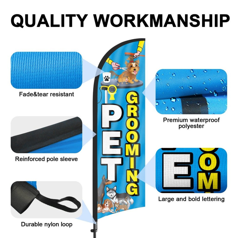 8ft Pet Grooming Feather Flag Pole Kit for Pet Grooming Business