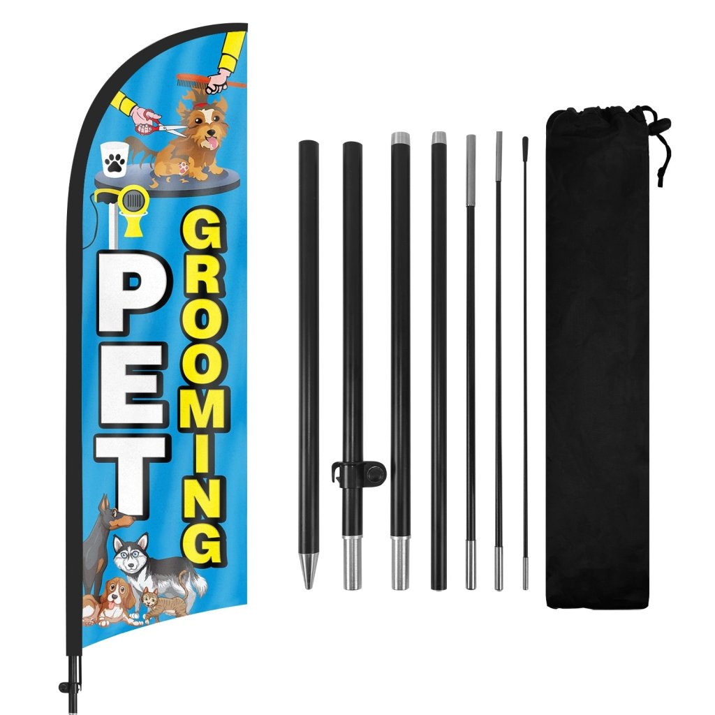 8ft Pet Grooming Feather Flag Pole Kit for Pet Grooming Business