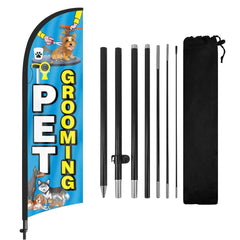 8ft Pet Grooming Feather Flag Pole Kit for Pet Grooming Business