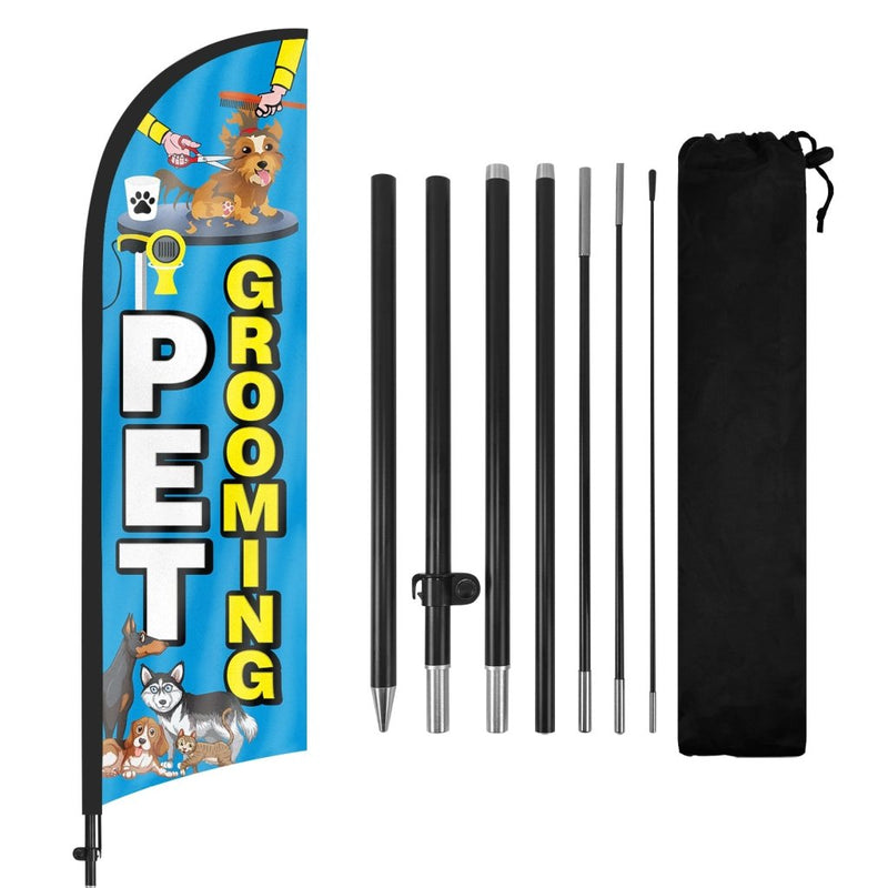 8ft Pet Grooming Feather Flag Pole Kit for Pet Grooming Business