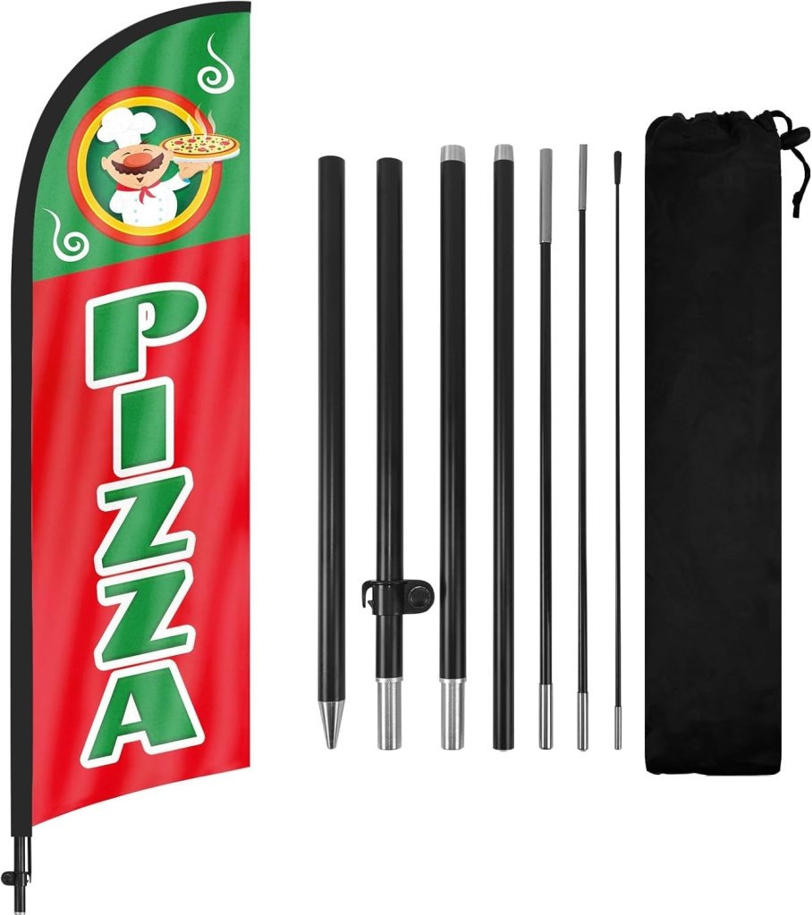 8ft Pizza Feather Flag Kit with Pole and Stake