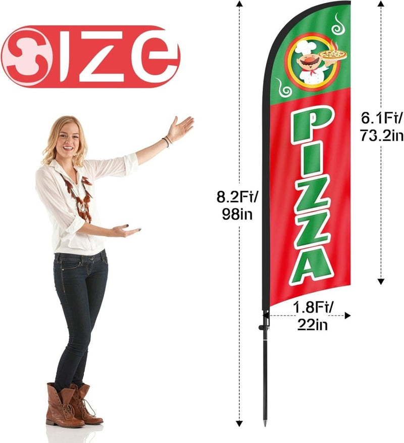 8ft Pizza Feather Flag Kit with Pole and Stake