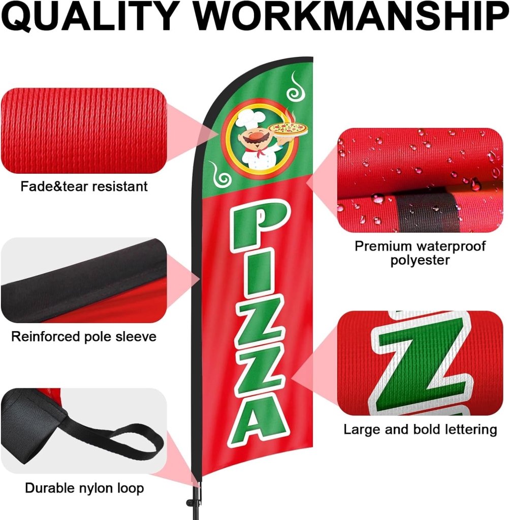 8ft Pizza Feather Flag Kit with Pole and Stake
