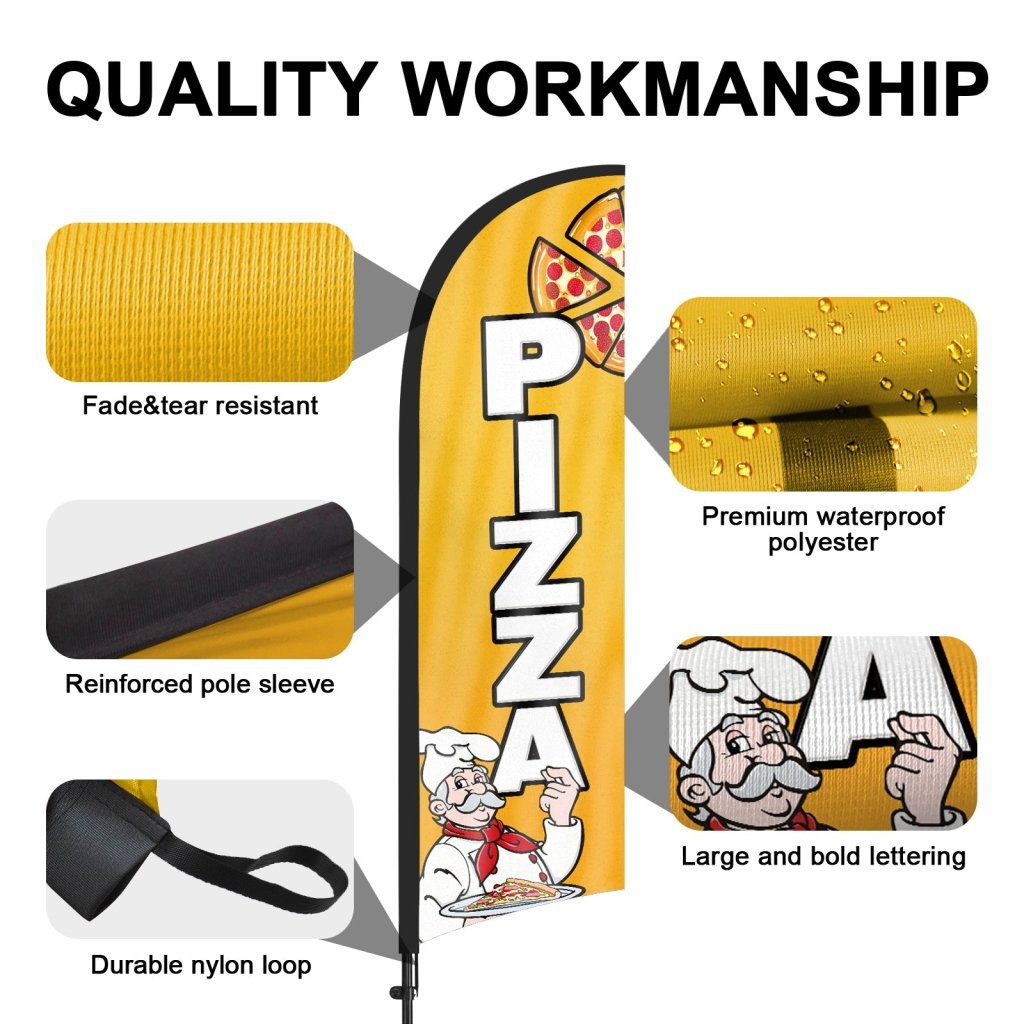 8ft Pizza Yellow Feather Flag Kit with Pole and Stake
