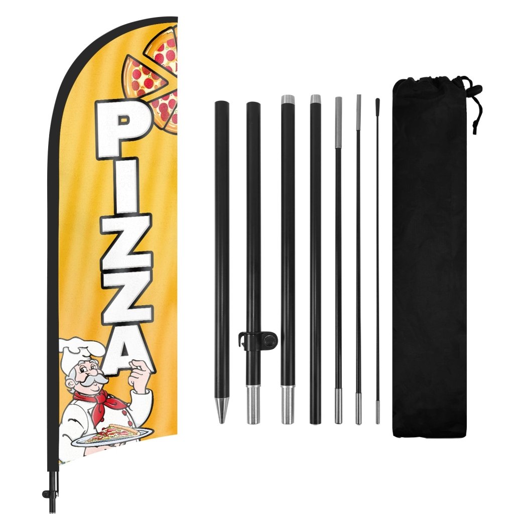 8ft Pizza Yellow Feather Flag Kit with Pole and Stake