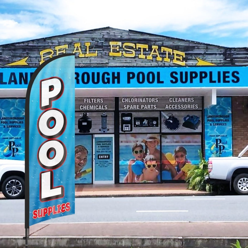 8Ft Pool Supplies Feather Flag with Pole & Stake