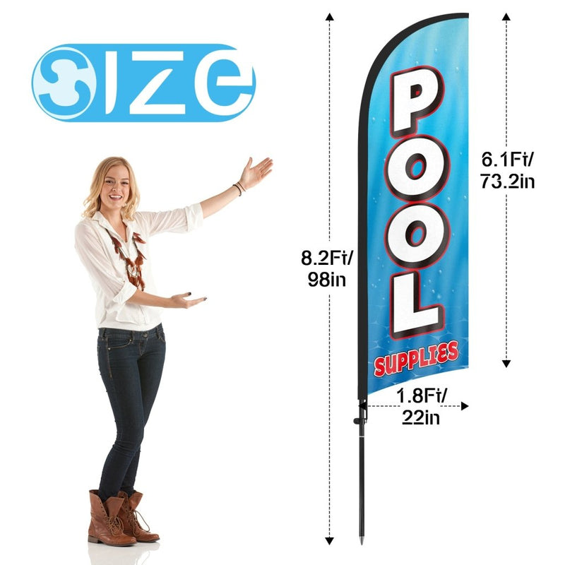8Ft Pool Supplies Feather Flag with Pole & Stake