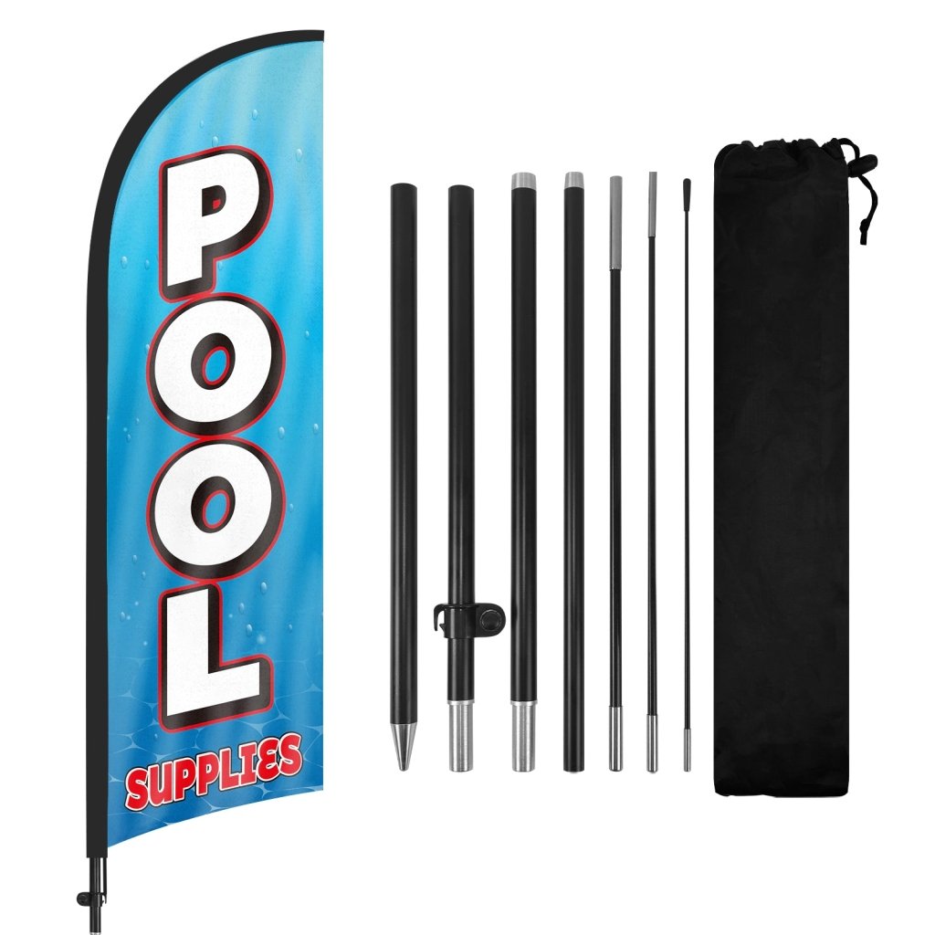 8Ft Pool Supplies Feather Flag with Pole & Stake