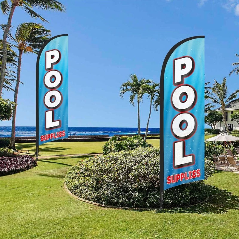 8Ft Pool Supplies Feather Flag with Pole & Stake