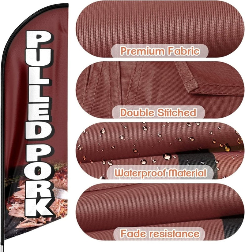 8ft Pulled Pork Feather Flag - Advertise Your Pulled Pork Business!（Flagpole Not Included） - FSFlag